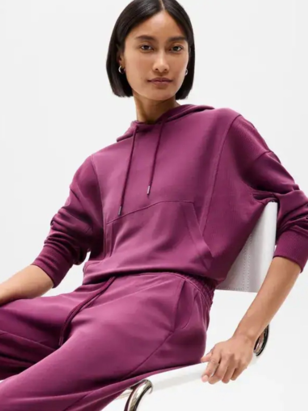 NWT Athleta Seasoft Rib Hoodie Plum Size Small